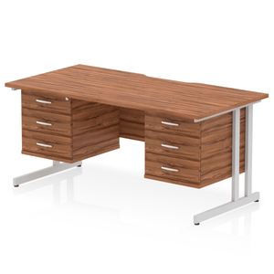 Impulse 1600 3+3 Silver Walnut Storage Office Desk