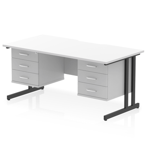 Impulse 1600 3+3 Black White Storage Office Desk