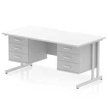 Load image into Gallery viewer, Impulse 1600 3+3 Silver White Storage Office Desk
