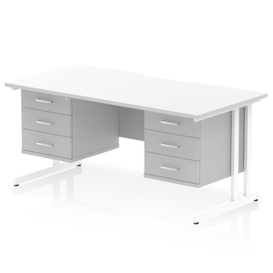 Impulse 1600 3+3 White Storage Office Desk