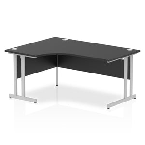 Impulse 160cm Black Corner Desk Silver Leg Left Hand