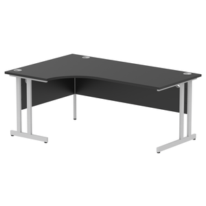 Impulse 180cm Black Corner Desk Silver Leg Left Hand