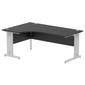 180cm Black L Desk Silver Leg Left Hand