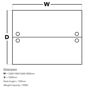 Impulse Bench Desk 2 Person Dimensions