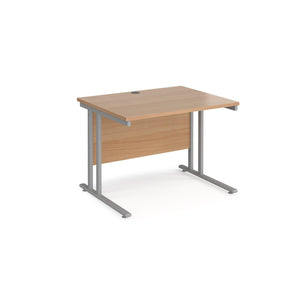 Maestro 1000 Beech Silver Office Desk