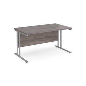 Maestro 1400 Grey Oak Silver Office Desk