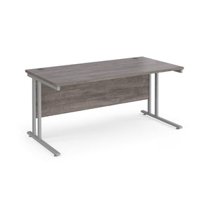 Maestro 1600 Grey Oak Silver Office Desk