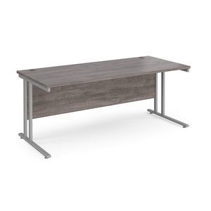 Maestro 1800 Grey Oak Silver Office Desk