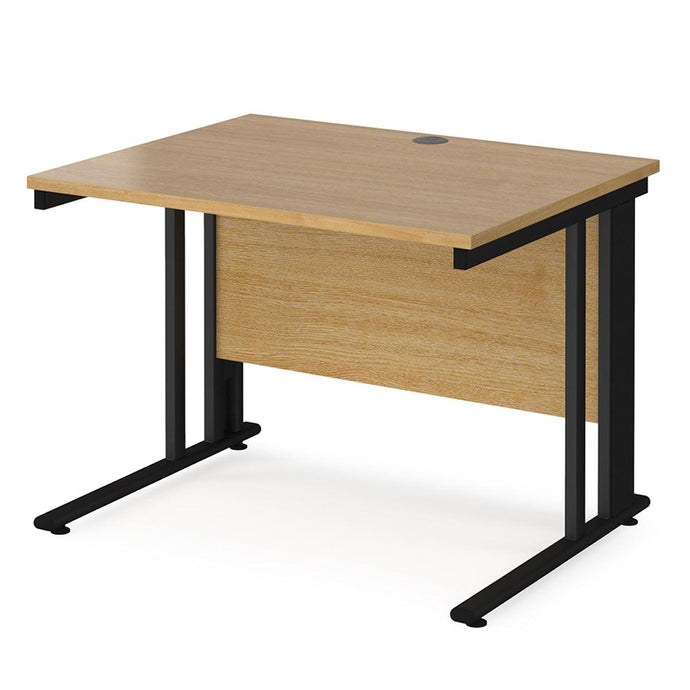 Maestro 1000 Oak Black Wire Management Desk