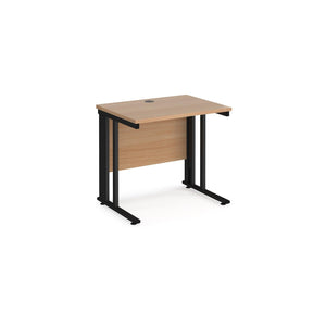 Maestro 800 Beech Black Slim Wire Management Desk