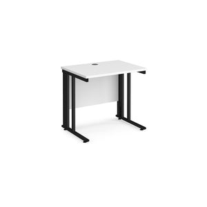 Maestro 800 White Black Slim Wire Management Desk