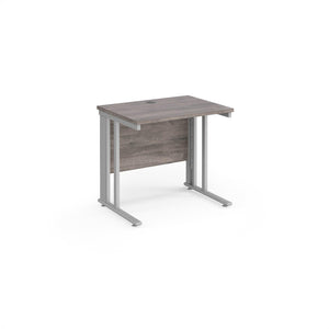 Maestro 800 Grey Oak Silver Slim Wire Management Desk