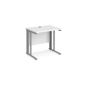 Maestro 800 White Silver Slim Wire Management Desk