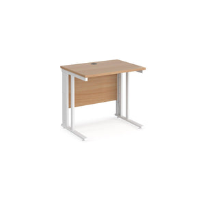 Maestro 800 Beech White Slim Wire Management Desk