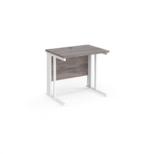 Maestro 800 Grey Oak White Slim Wire Management Desk