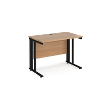 Load image into Gallery viewer, Maestro 1000 Beech Black Slim Wire Management Desk
