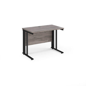 Maestro 1000 Grey Oak Black Slim Wire Management Desk