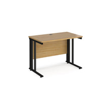 Load image into Gallery viewer, Maestro 1000 Oak Black Slim Wire Management Desk
