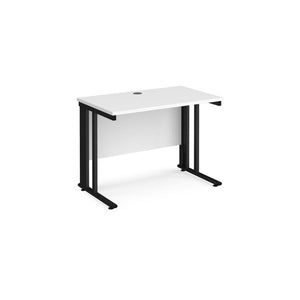 Maestro 1000 White Black Slim Wire Management Desk