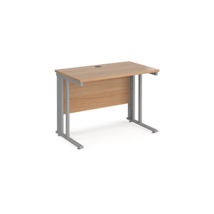 Maestro 1000 Beech Silver Slim Wire Management Desk