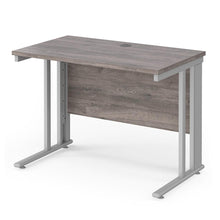 Load image into Gallery viewer, Maestro 1000 Grey Oak Silver Slim Wire Management Desk
