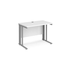 Maestro 1000 White Silver Slim Wire Management Desk