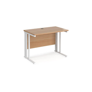 Maestro 1000 Beech White Slim Wire Management Desk