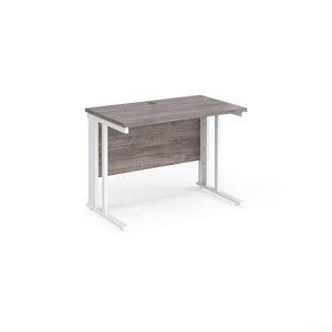 Maestro 1000 Grey Oak White Slim Wire Management Desk