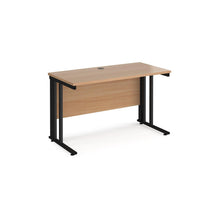 Load image into Gallery viewer, Maestro 1200 Beech Black Slim Wire Management Desk
