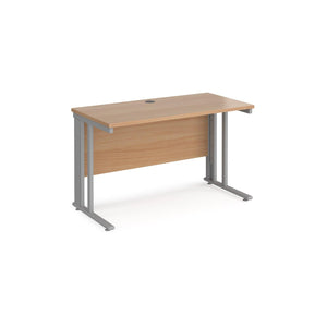 Maestro 1200 Beech Silver Slim Wire Management Desk