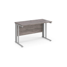 Load image into Gallery viewer, Maestro 1200 Grey Oak Silver Slim Wire Management Desk
