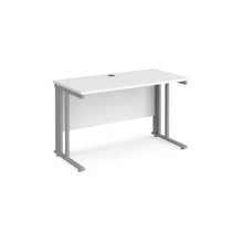 Load image into Gallery viewer, Maestro 1200 White Silver Slim Wire Management Desk
