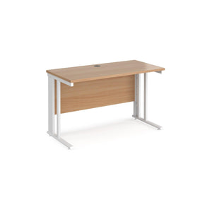 Maestro 1200 Beech White Slim Wire Management Desk