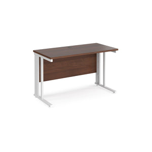 Maestro 1200 Walnut White Slim Wire Management Desk