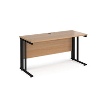 Load image into Gallery viewer, Maestro 1400 Beech Black Slim Wire Management Desk
