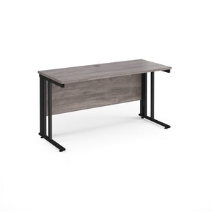 Maestro 1400 Grey Oak Black Slim Wire Management Desk