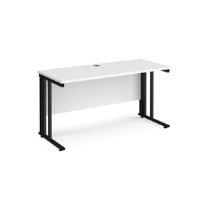 Maestro 1400 White Black Slim Wire Management Desk