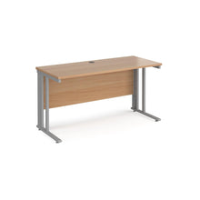 Load image into Gallery viewer, Maestro 1400 Beech Silver Slim Wire Management Desk
