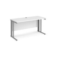 Load image into Gallery viewer, Maestro 1400 White Silver Slim Wire Management Desk
