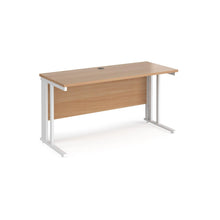 Load image into Gallery viewer, Maestro 1400 Beech White Slim Wire Management Desk
