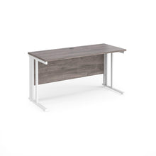 Load image into Gallery viewer, Maestro 1400 Grey Oak White Slim Wire Management Desk
