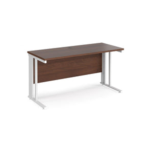 Maestro 1600 Walnut White Slim Wire Management Desk