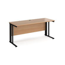 Load image into Gallery viewer, Maestro 1600 Beech Black Slim Wire Management Desk
