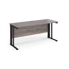 Load image into Gallery viewer, Maestro 1600 Grey Oak Black Slim Wire Management Desk
