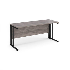 Maestro 1600 Grey Oak Black Slim Wire Management Desk