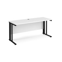 Load image into Gallery viewer, Maestro 1600 White Black Slim Wire Management Desk
