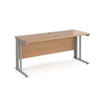 Load image into Gallery viewer, Maestro 1600 Beech Silver Slim Wire Management Desk
