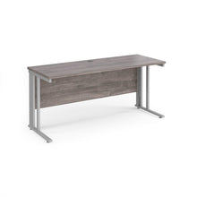 Load image into Gallery viewer, Maestro 1600 Grey Oak Silver Slim Wire Management Desk
