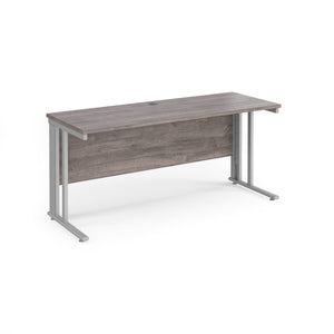 Maestro 1600 Grey Oak Silver Slim Wire Management Desk