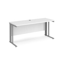 Load image into Gallery viewer, Maestro 1600 White Silver Slim Wire Management Desk
